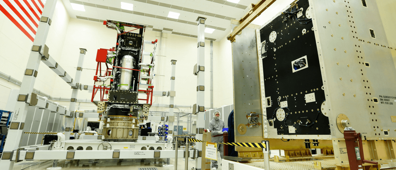 GOES-R-System-Module-and-Propulsion-Module-in-cleanroom