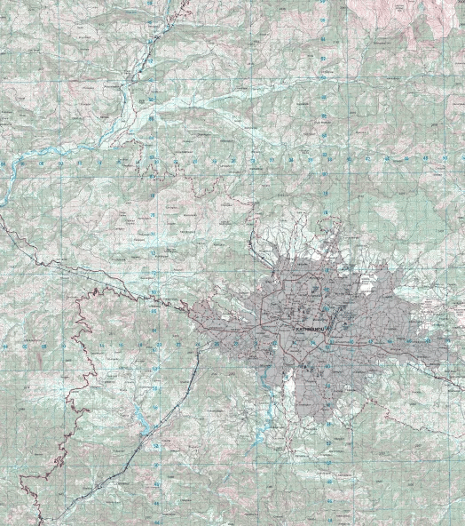 Portion of large-scale map of Kathmandu